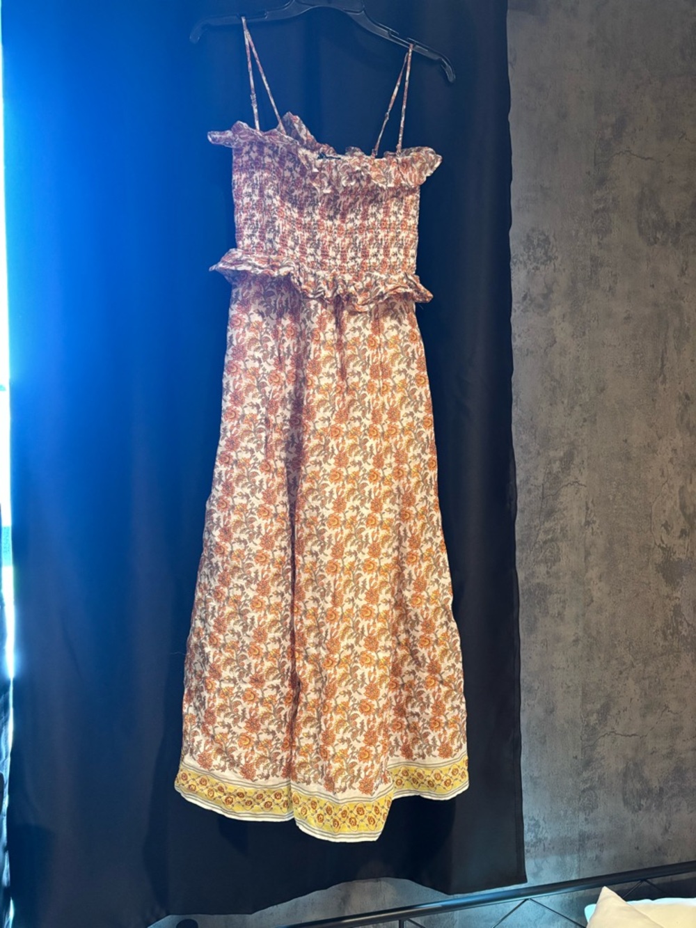 J. Crew  Floral Smocked Maxi Dress in Rust and Cream